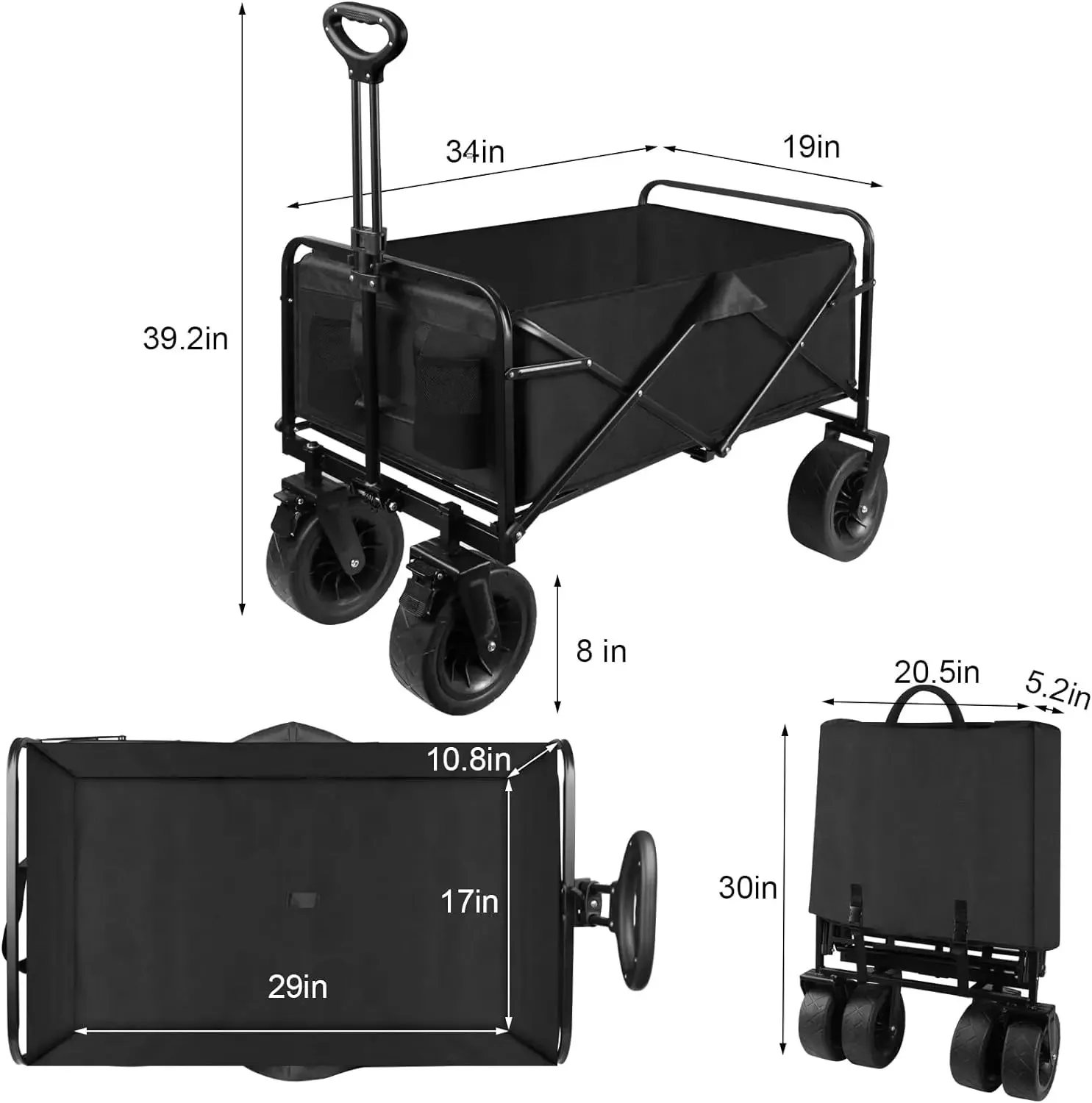 Heavy-Duty Collapsible cart  with Wheels