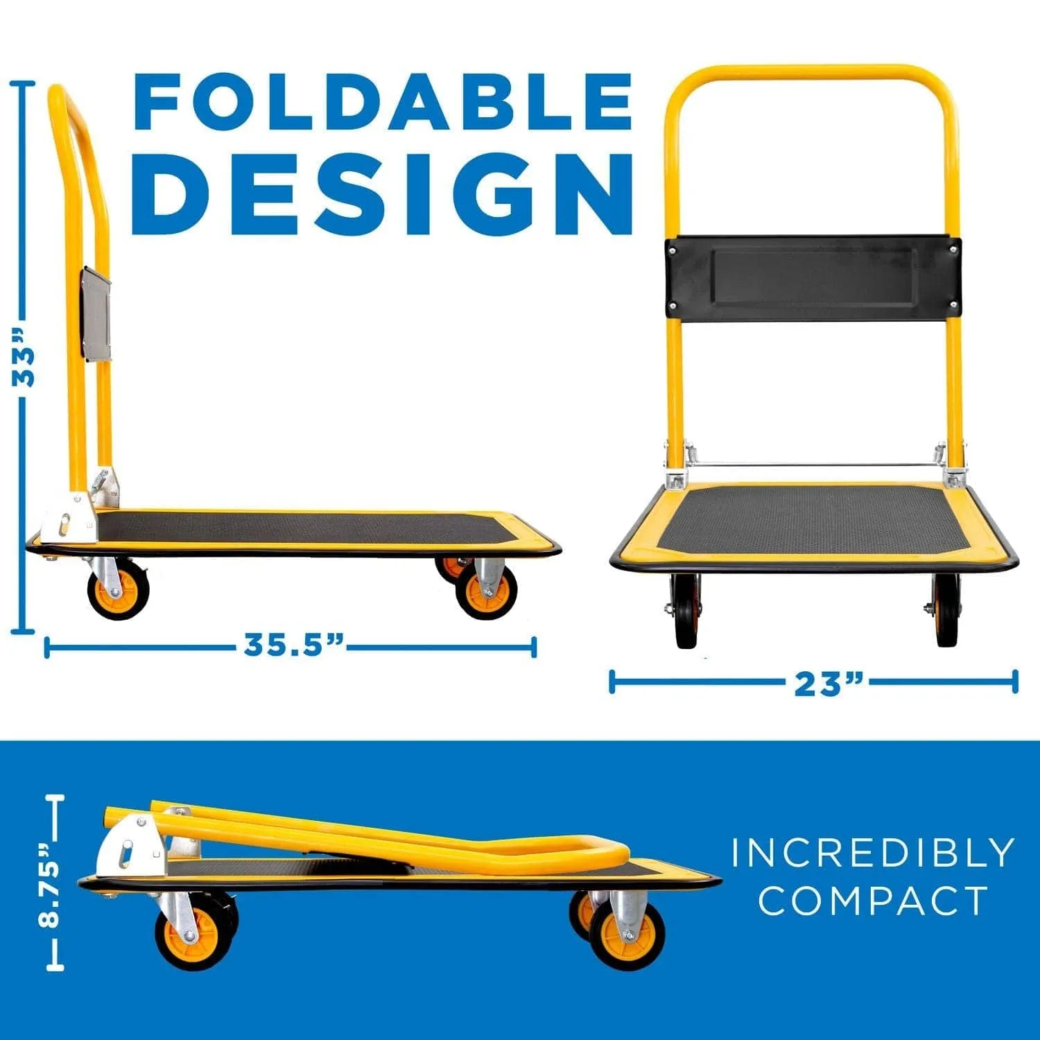 Heavy Duty Foldable Flatbed with Swivel Wheels