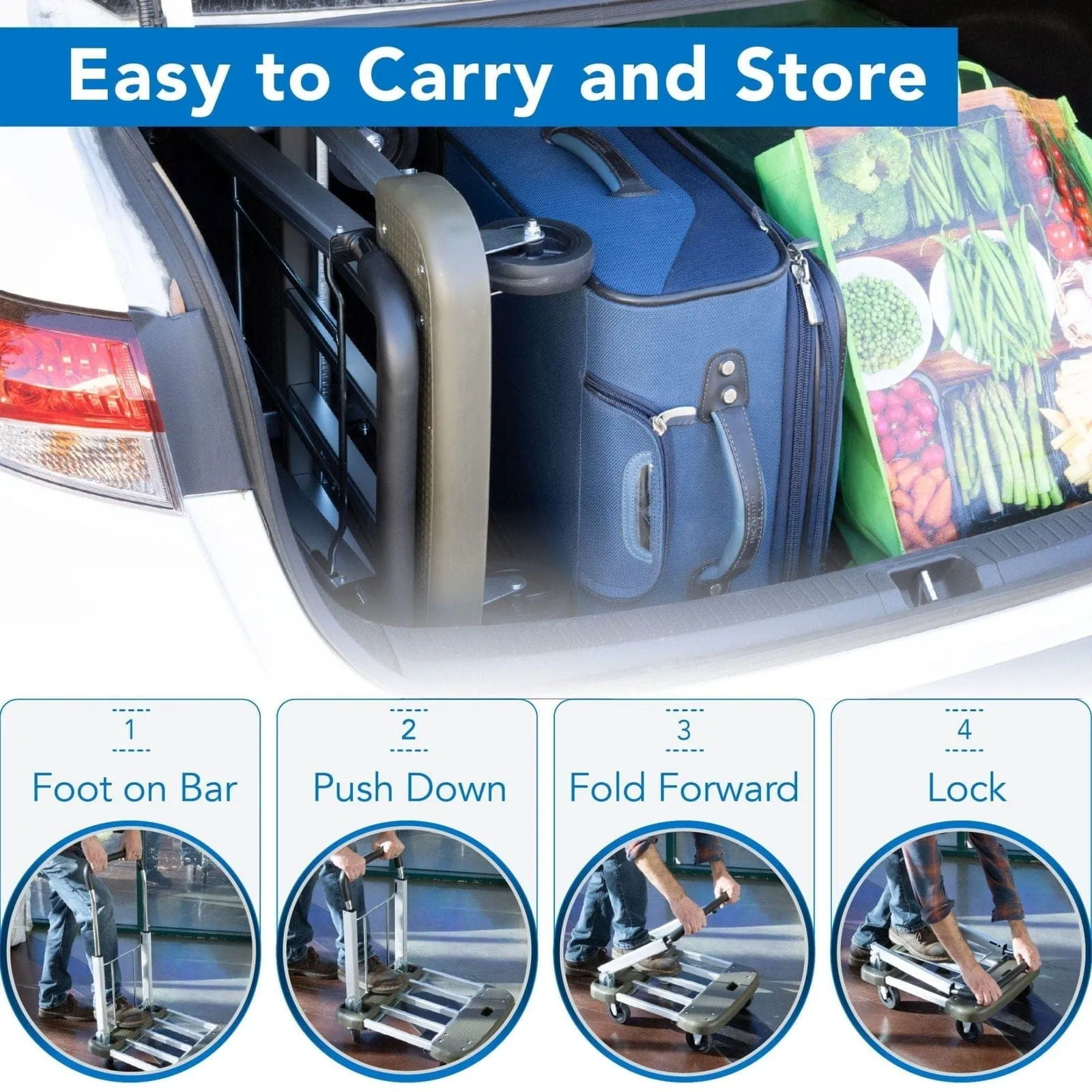 Heavy Duty Folding Platform Cart with Expandable Base
