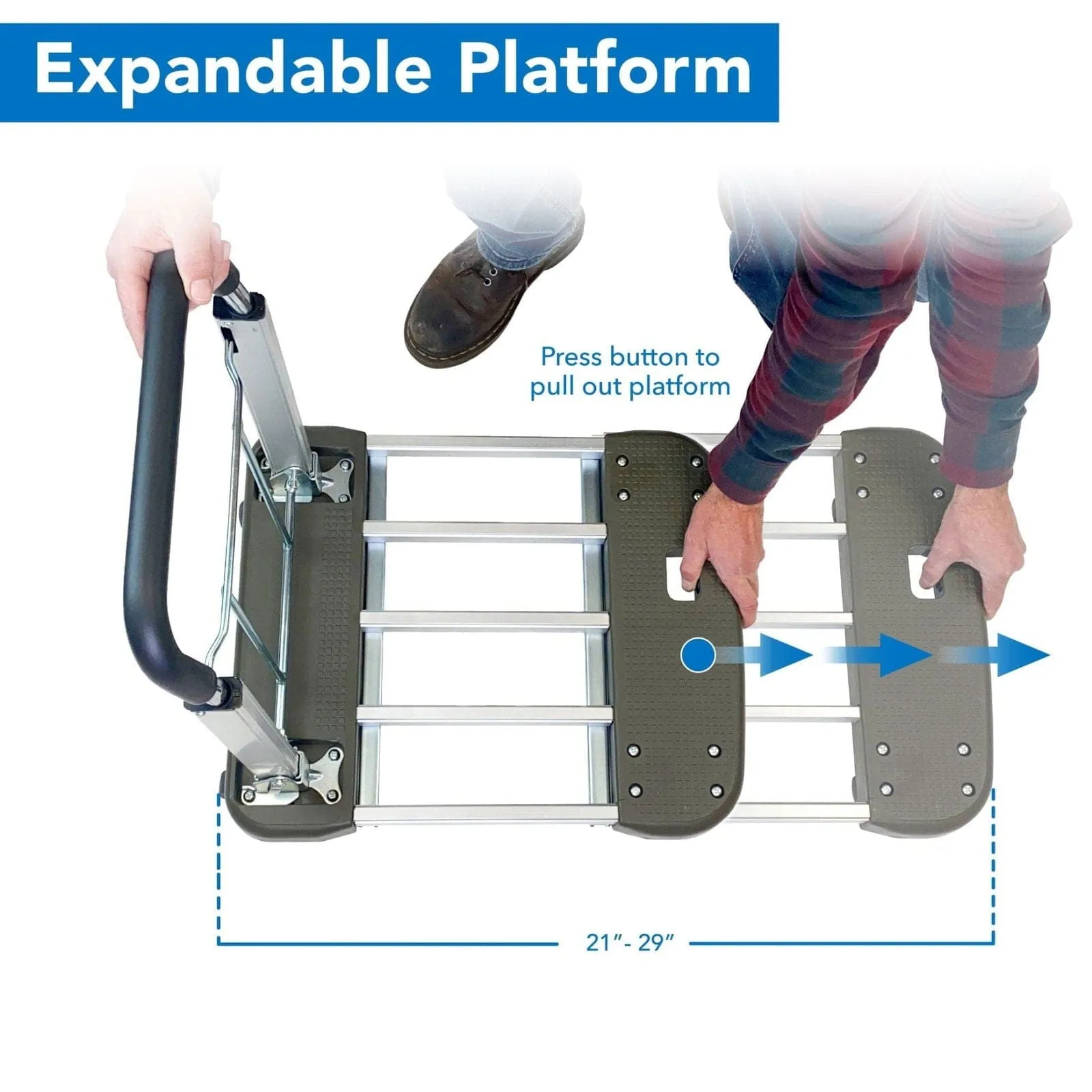 Heavy Duty Folding Platform Cart with Expandable Base