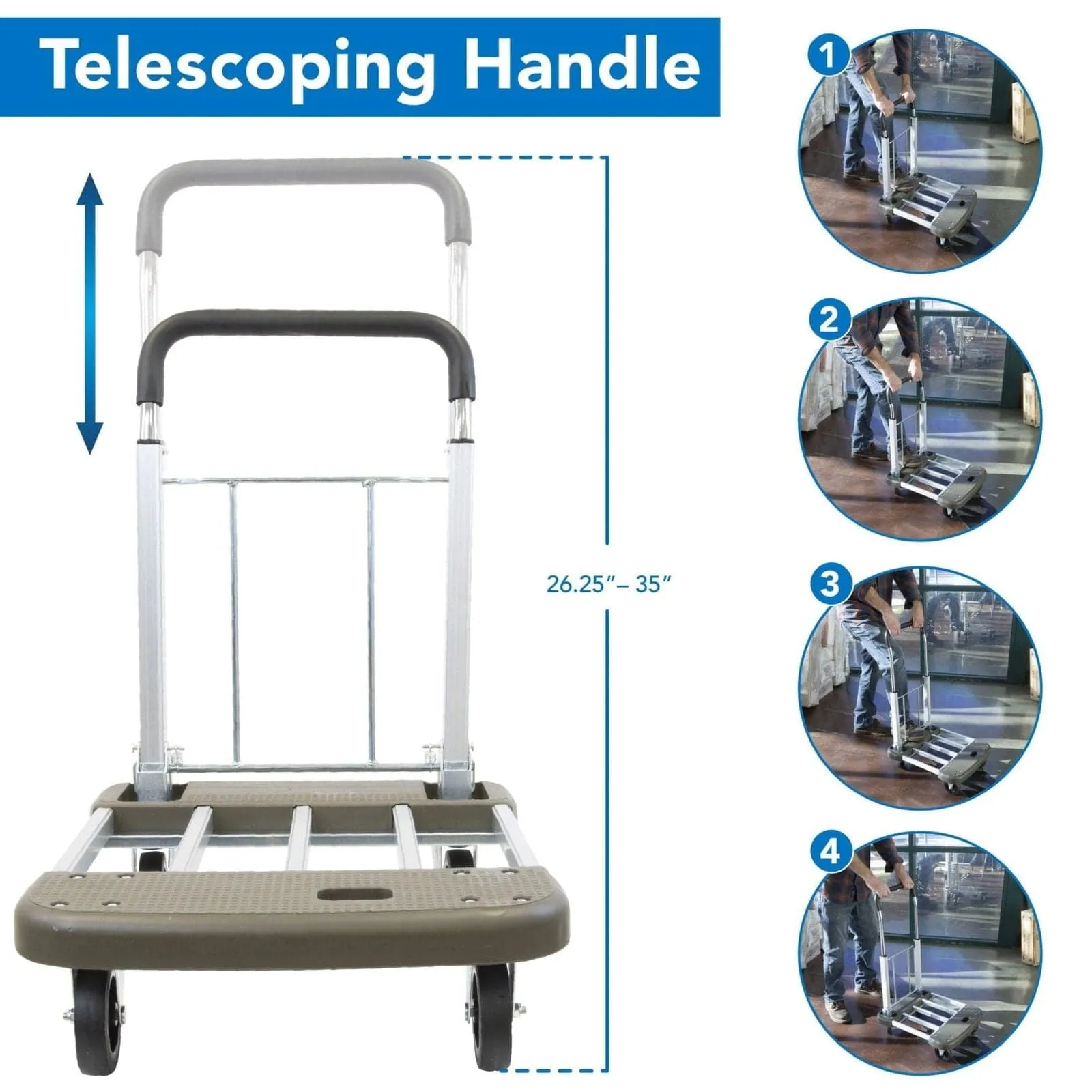 Heavy Duty Folding Platform Cart with Expandable Base