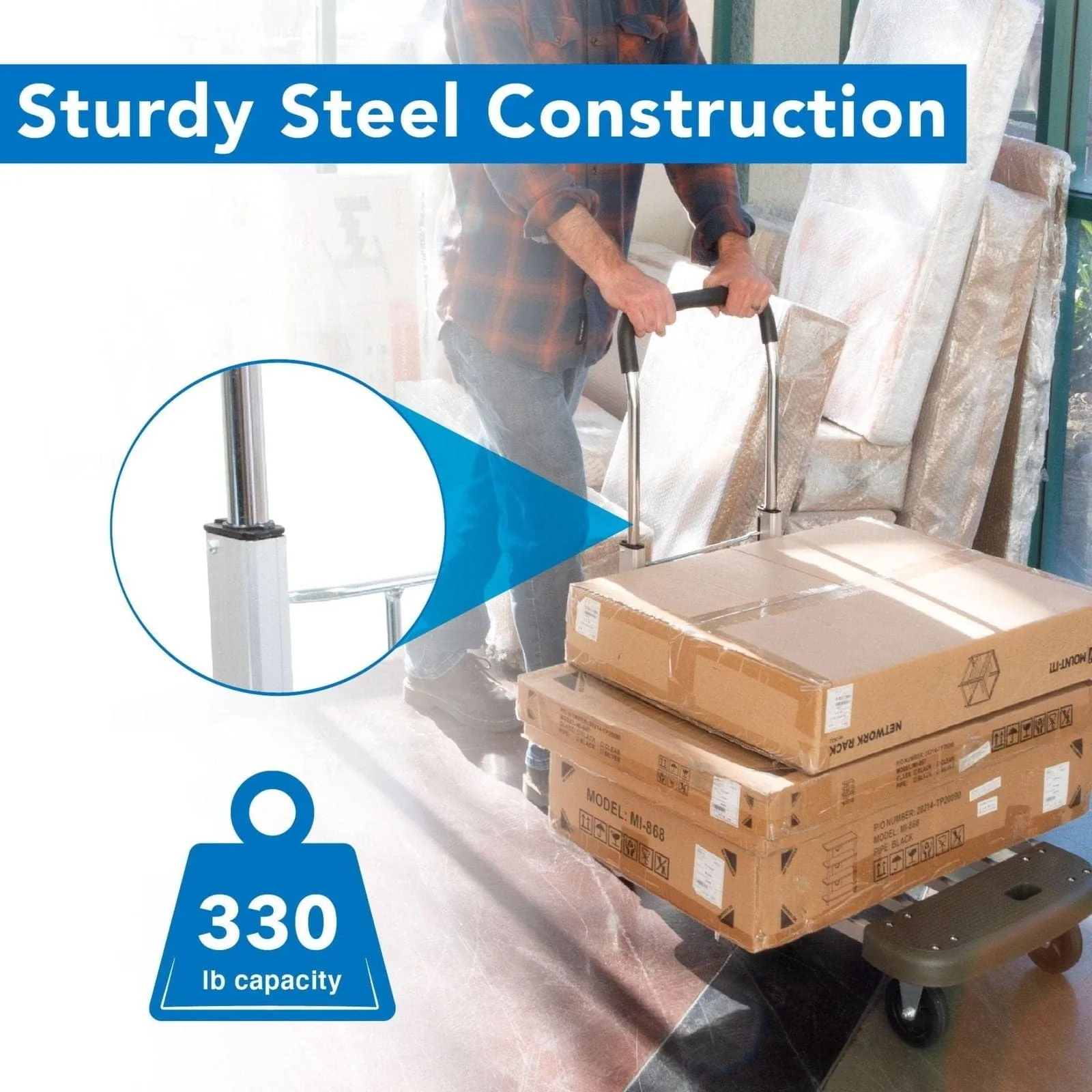 Heavy Duty Folding Platform Cart with Expandable Base