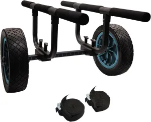 Heavy Duty Kayak Cart, Width Adjustable Canoe Cart with 12inch Flatfree Beach Wheels Boat Dolly Cart Transport Carrier