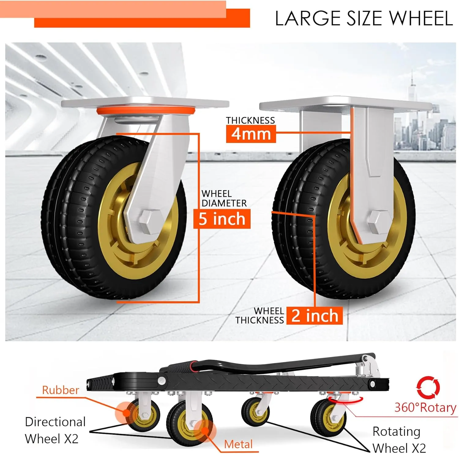 Heavy Duty Platform Truck Cart Foldable Flat Cart Push Cart Dolly Large Platform Cart w/ 5'' Swivel Wheels 2000LBS Capacity Moving Hand Dolly for Groceries, Garage, Warehouse (35'' L x 22.5'' W)