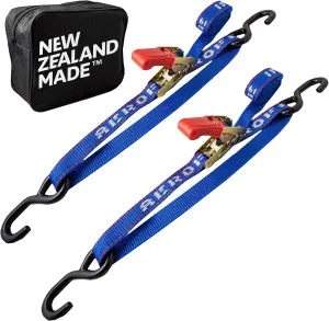 Heavy Duty Ratchet Boat Straps (Pack of 2) - 2,400lbs Break - 1" x 2.5' UV Treated Transom Tie Down Straps for Boat & Jet Ski