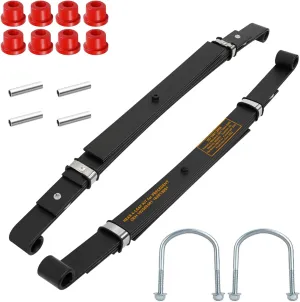 Heavy Duty Rear 4-Leaf Springs Kit for Club Car Precedent 2004-Up, Tempo 2017-Up, Onward 2017-Up Golf Cart, Replaces #102509301 102513001 Included Bushing Sleeve U Bolt, Provide Smoother Ride