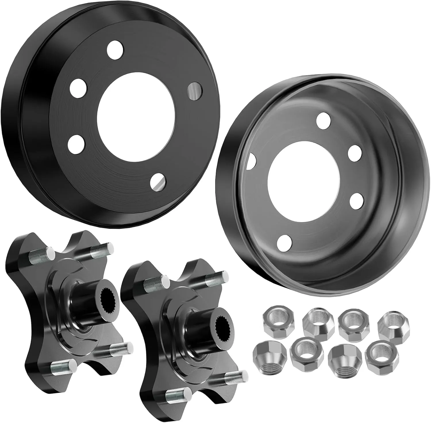 Heavy Duty Split Brake Drum/Hub, EZGO TXT Brake Drum with Nuts Kit, Fits 1982-Up EZGO TXT Electric Golf Carts, OEM#19186-G1, 19862-G1, 615604 (2 PCS)