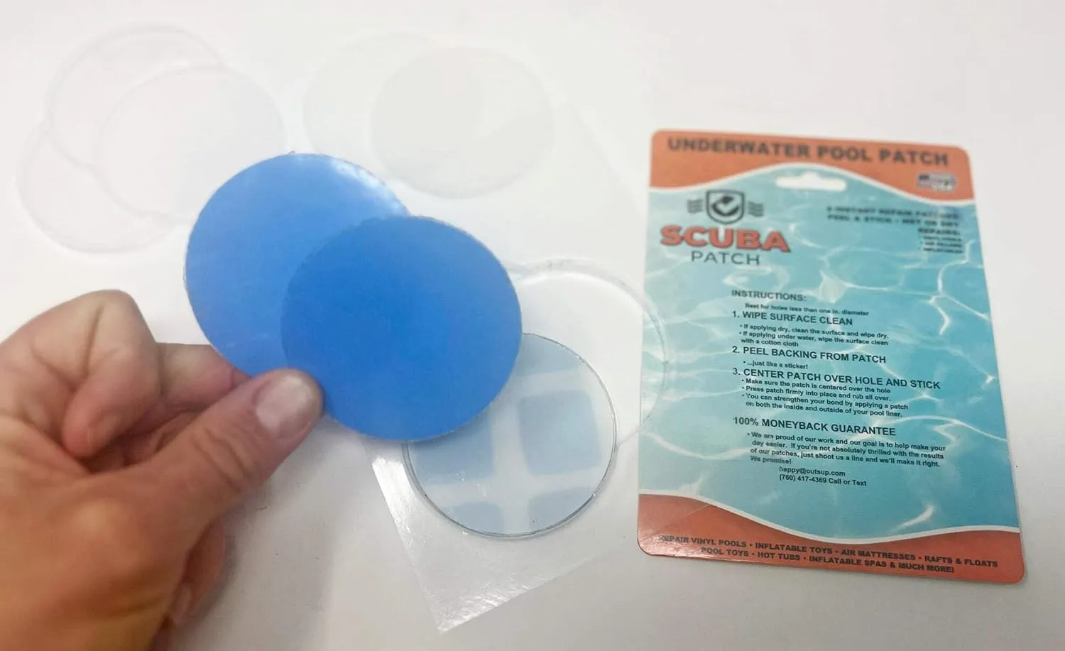 Heavy Duty Underwater Pool Liner Patches | Heavy Duty | Instant | Waterproof | Glue-Less | Peel and Stick | Swimming Pool Liner Repair Patch 6" Assorted Circles
