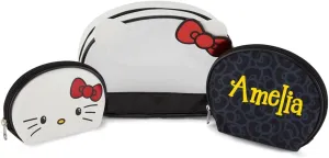 Hello Kitty Makeup Bags for Women 3PC Matching Set Travel Toiletry Clear Bag Makeup Organizer Pouches Officially Licensed Personalized with Custom Name
