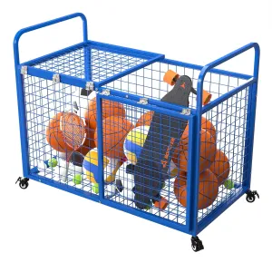 heodmaem Ball Cart Storage for Garage Compatible with Optional Divider, Extra Large Basketball Cage Bin for Indoor Outdoor, Heavy Duty Sports Equipment Organizer for Gym, School,Club