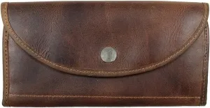 Hide & Drink, Snap Clutch Wallet for Women, Money Holder and Card Organizer with Zippered Pouch, Full Grain Leather, Handmade, Bourbon Brown