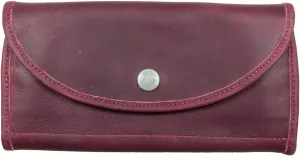 Hide & Drink, Snap Clutch Wallet for Women, Money Holder and Card Organizer with Zippered Pouch, Full Grain Leather, Handmade, Sangria