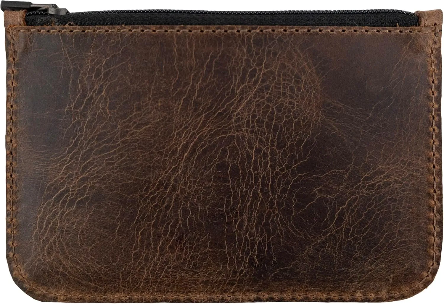 Hide & Drink, Zippered Wallet, Card Case, Folded Bills Storage, Coin Organizer, Travel Accessories, Full Grain Leather, Handmade, Bourbon Brown