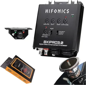 Hifonics BXiPro3.0 Digital Bass Processor   HFEQ 4-Band Source Signal Processor, PFM Subsonic Filter, Parametric Bass Equalization with Gravity Magnet Phone Holder Bundle