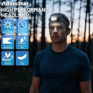 High Lumens Rechargeable Magnetic LED Headlamp for Camping, Hiking, Caving, Fishing, Waterproof Impact-Resistant Bright Head Light with 4 Light Modes, Adjustable Headstrap (1 Pack)
