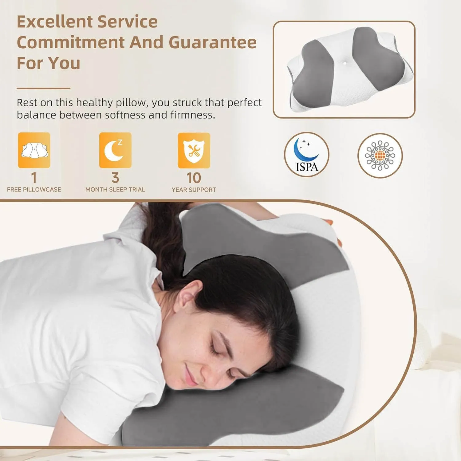High-Quality Ergonomic Memory Foam Cervical Pillow - Neck & Shoulder Support, Adjustable for Side, Back & Stomach Sleepers, Pain Relief Design for 2024