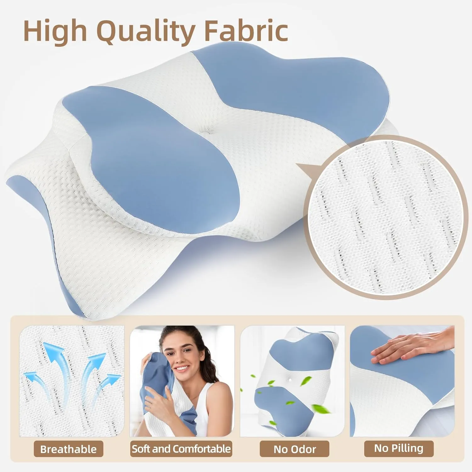 High-Quality Ergonomic Memory Foam Cervical Pillow - Neck & Shoulder Support, Adjustable for Side, Back & Stomach Sleepers, Pain Relief Design for 2024