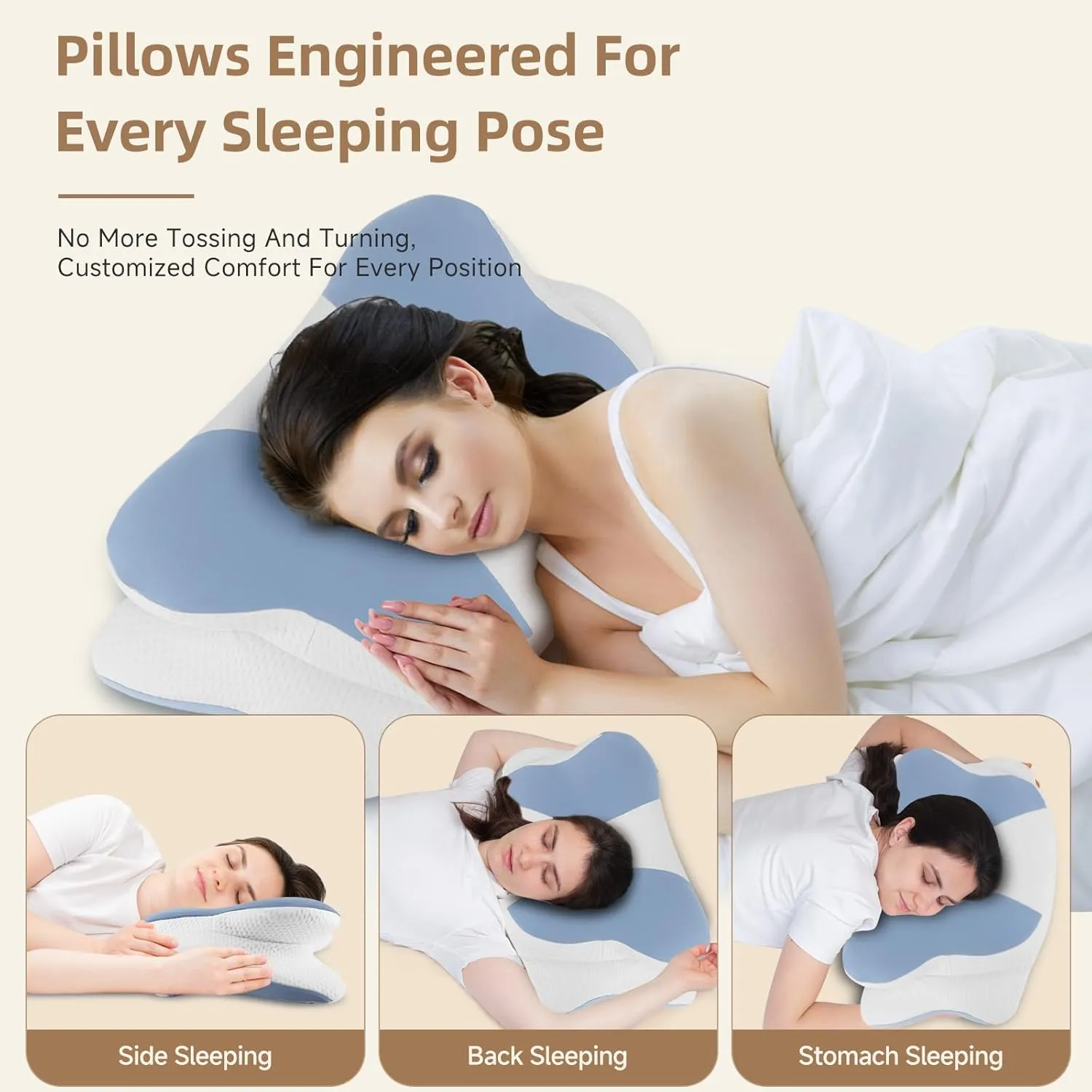 High-Quality Ergonomic Memory Foam Cervical Pillow - Neck & Shoulder Support, Adjustable for Side, Back & Stomach Sleepers, Pain Relief Design for 2024