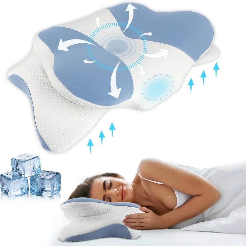 High-Quality Ergonomic Memory Foam Cervical Pillow - Neck & Shoulder Support, Adjustable for Side, Back & Stomach Sleepers, Pain Relief Design for 2024