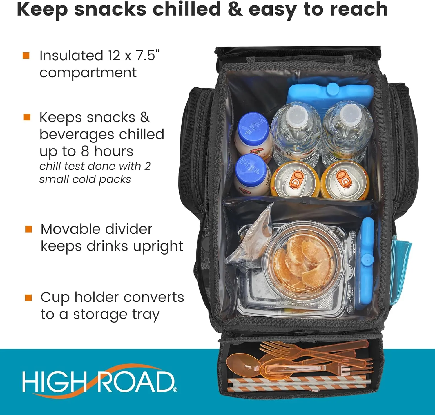 High Road CarHop Car Organizer for Kids - Car Backseat Organizer or Passenger Seat Organizer with Cup Holder Tray and Cooler Compartment (Starry Night, 8" Wx16 L)