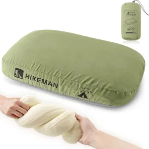 HIKEMAN Camping Memory Foam Pillow - Ultralight Travel Pillow,Backpacking Pillow with Removable Cover,Ergonomic Pillows,Neck Lumbar Support for Outdoor Camp,Sport,Hiking,Backpacking Sleep (Army Green)