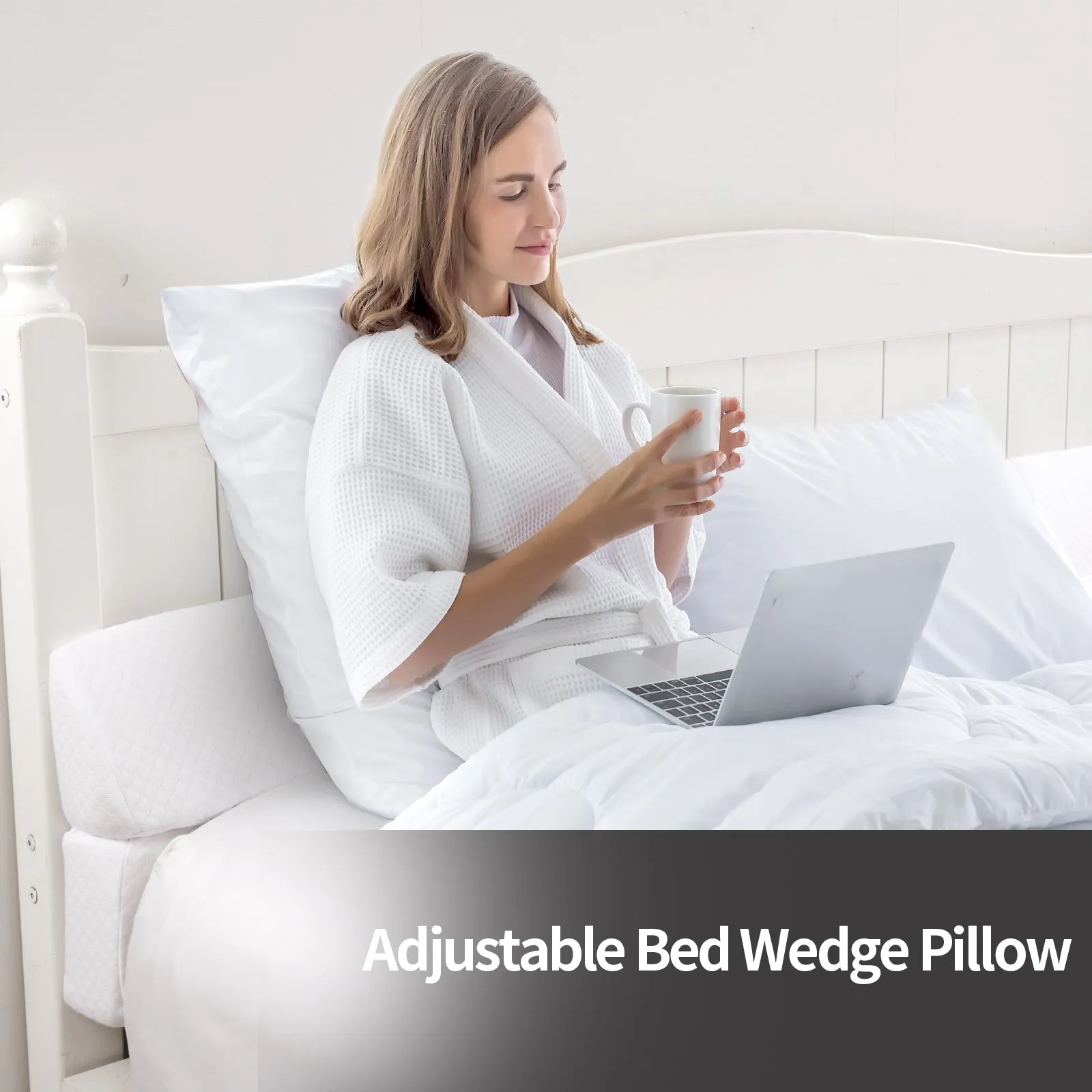 HOMBYS Wedge Pillow Headboard for Bed Gap,Foldable Bed Wedge Gap Filler King Size,Matterss Gap Filler,Multi Functional Bed Crack Pillow, Fill The Gap (0-7") Between Your Headboard and Mattress,White