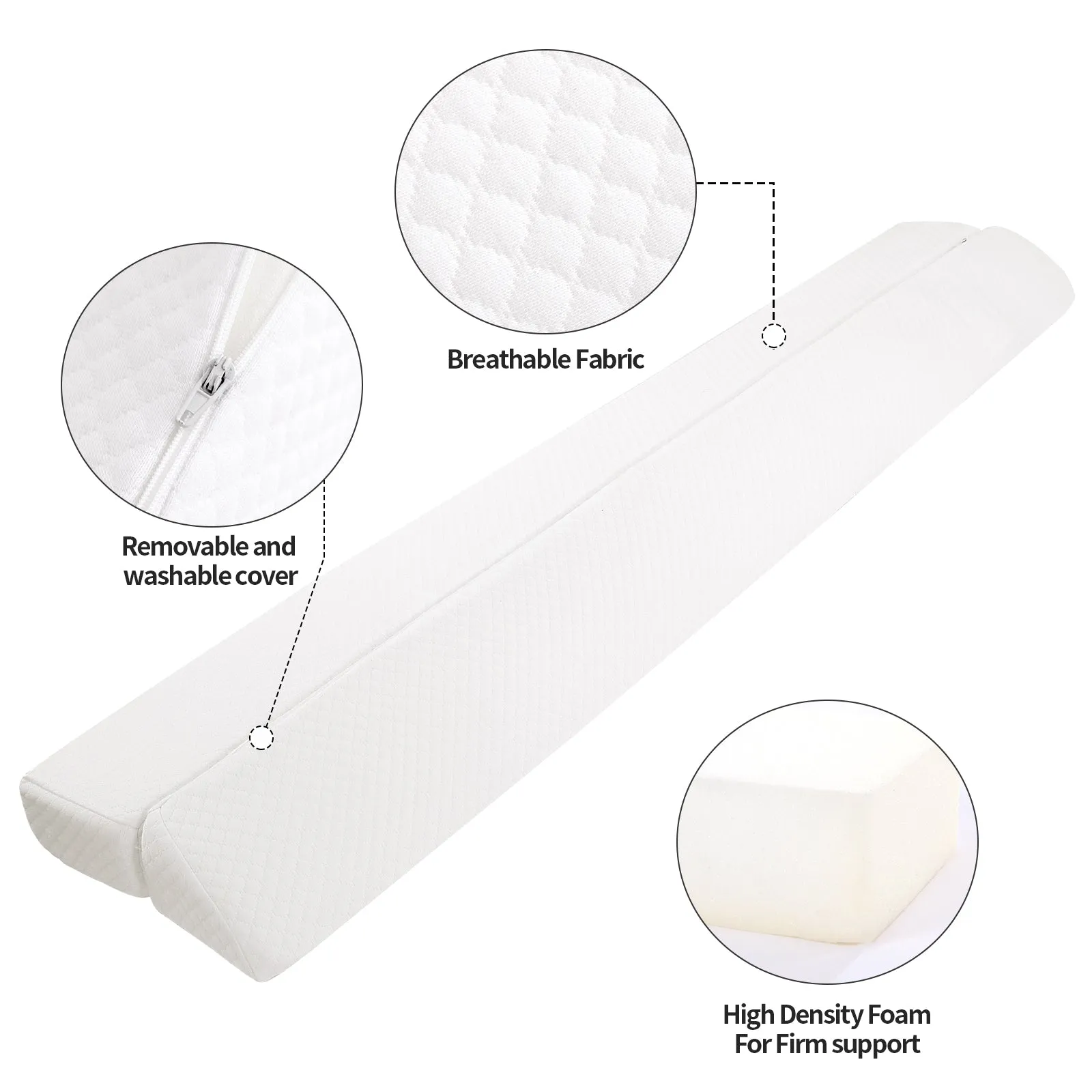 HOMBYS Wedge Pillow Headboard for Bed Gap,Foldable Bed Wedge Gap Filler King Size,Matterss Gap Filler,Multi Functional Bed Crack Pillow, Fill The Gap (0-7") Between Your Headboard and Mattress,White