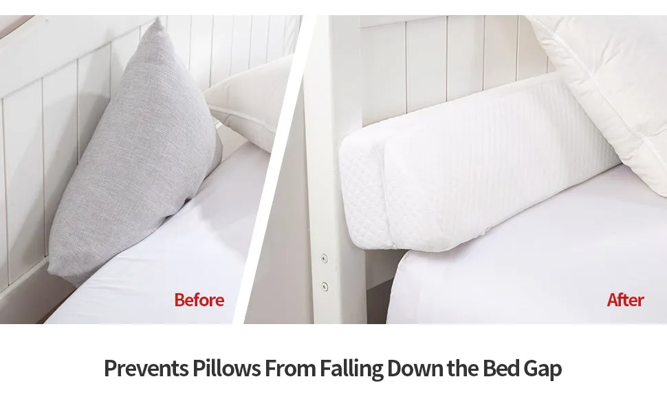 HOMBYS Wedge Pillow Headboard for Bed Gap,Foldable Bed Wedge Gap Filler King Size,Matterss Gap Filler,Multi Functional Bed Crack Pillow, Fill The Gap (0-7") Between Your Headboard and Mattress,White