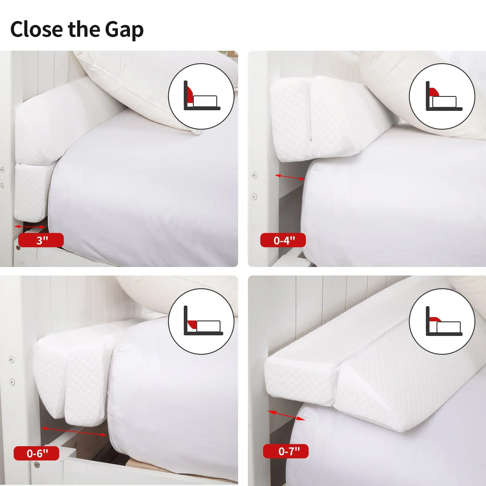 HOMBYS Wedge Pillow Headboard for Bed Gap,Foldable Bed Wedge Gap Filler King Size,Matterss Gap Filler,Multi Functional Bed Crack Pillow, Fill The Gap (0-7") Between Your Headboard and Mattress,White