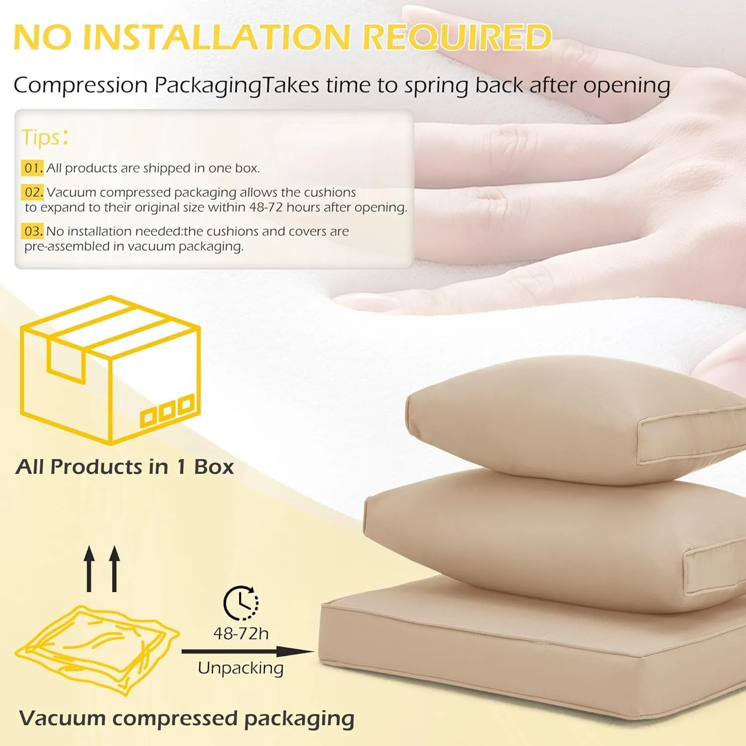 HOMREST Cushions for Outdoor Furniture,Replacement Cushion Pillow,Water-Repellent Sofa Cushion for 6-Seat Rattan Wicker Sectional Patio Conversation Sets,14-Piece Cushions Set for Outdoor Couch