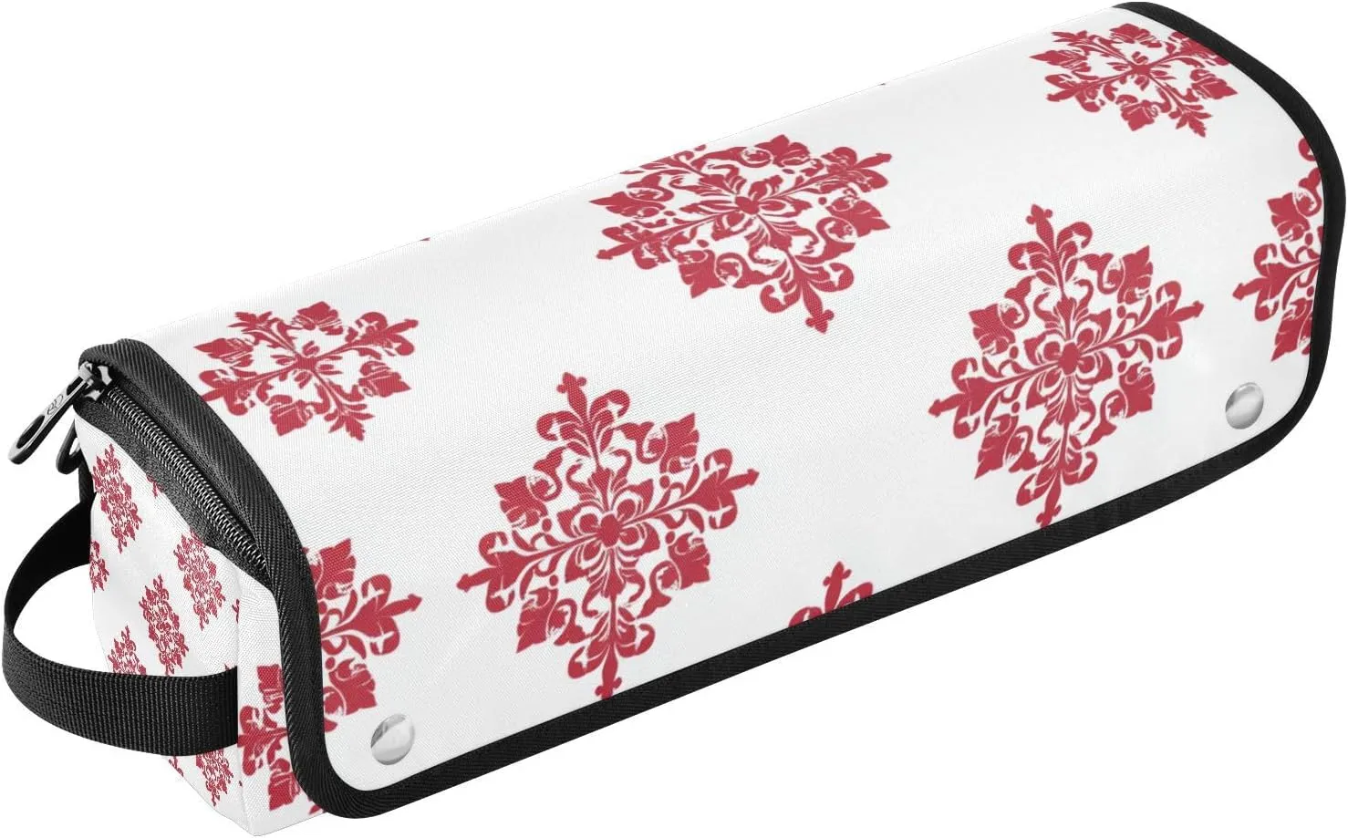 Hot Hair Tools Travel Bag and Heat Resistant Mat with Zipper Removable Hair Styling Accessories Organizer for Hot Tools Curling Iron Flat Irons Hair Volumizer Styler, Red Snowflake Classical