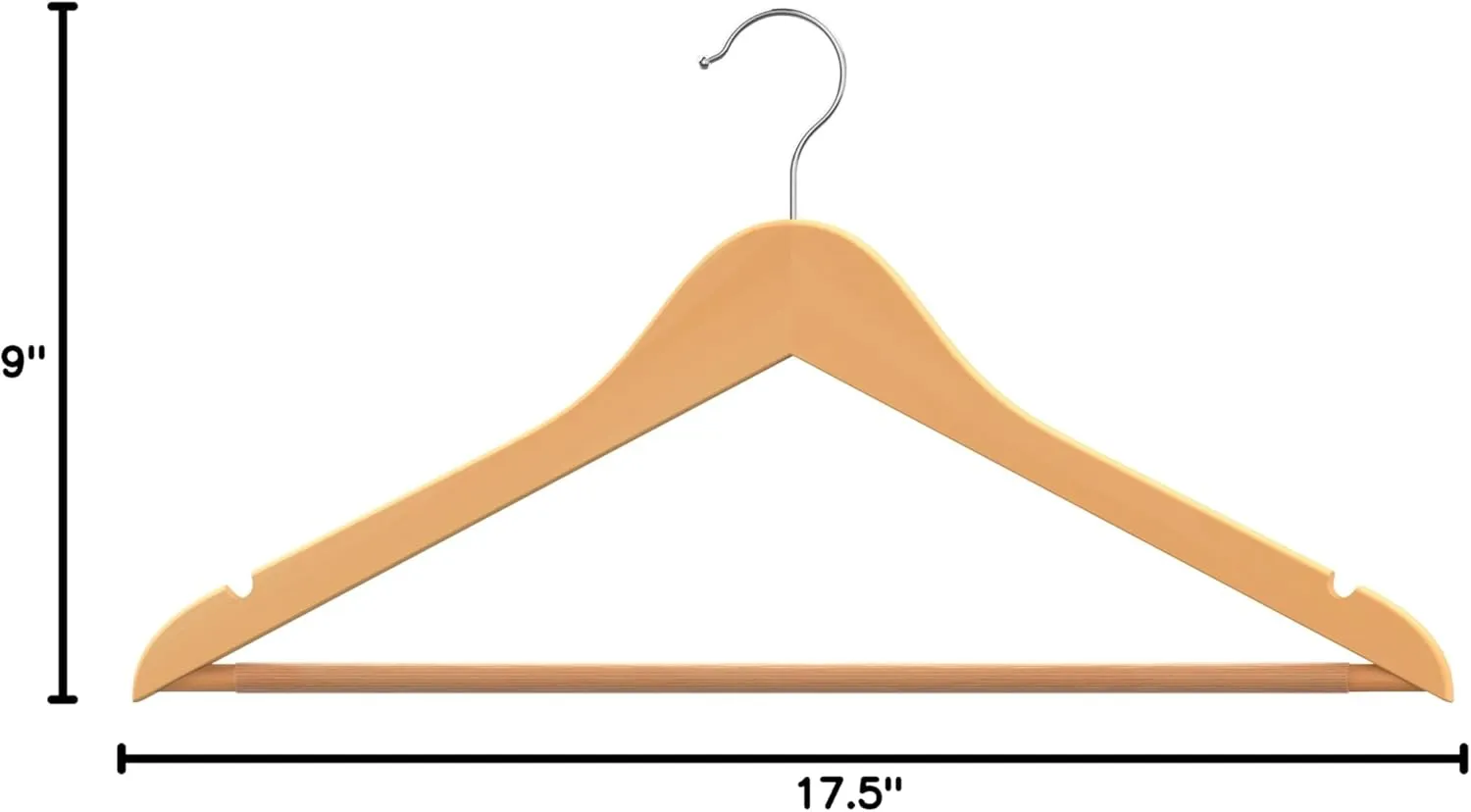 HOUSE DAY Wooden Hangers 20 Pack, Solid Wood Hanger with Non Slip Pant Bar, Heavy Duty Wooden Coat Hanger for Closet, Smooth Finish Wood Clothes Hangers for Shirts, Suits, Jackets, Dresses, Natural