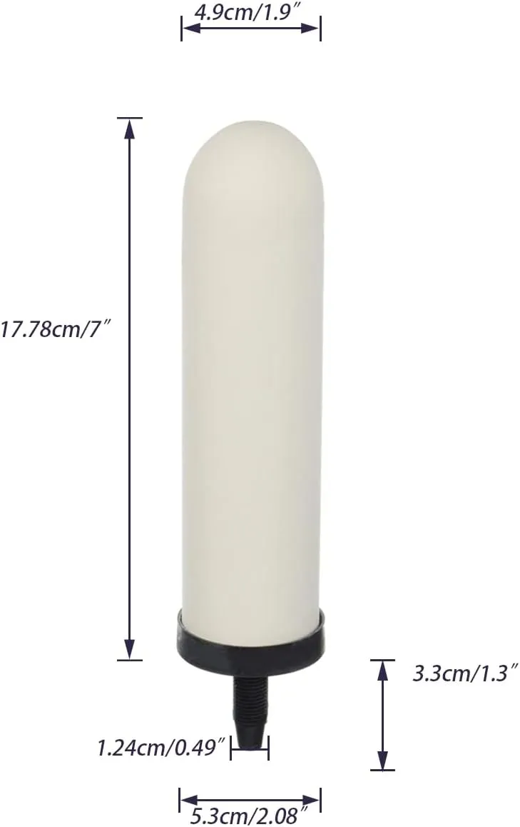 HUINING 4PCS 7-inch Replacement Ceramic Filter Candle with Activated Carbon for Countertop Gravity Water Filter System and Household Water Cooler Filtration Systems