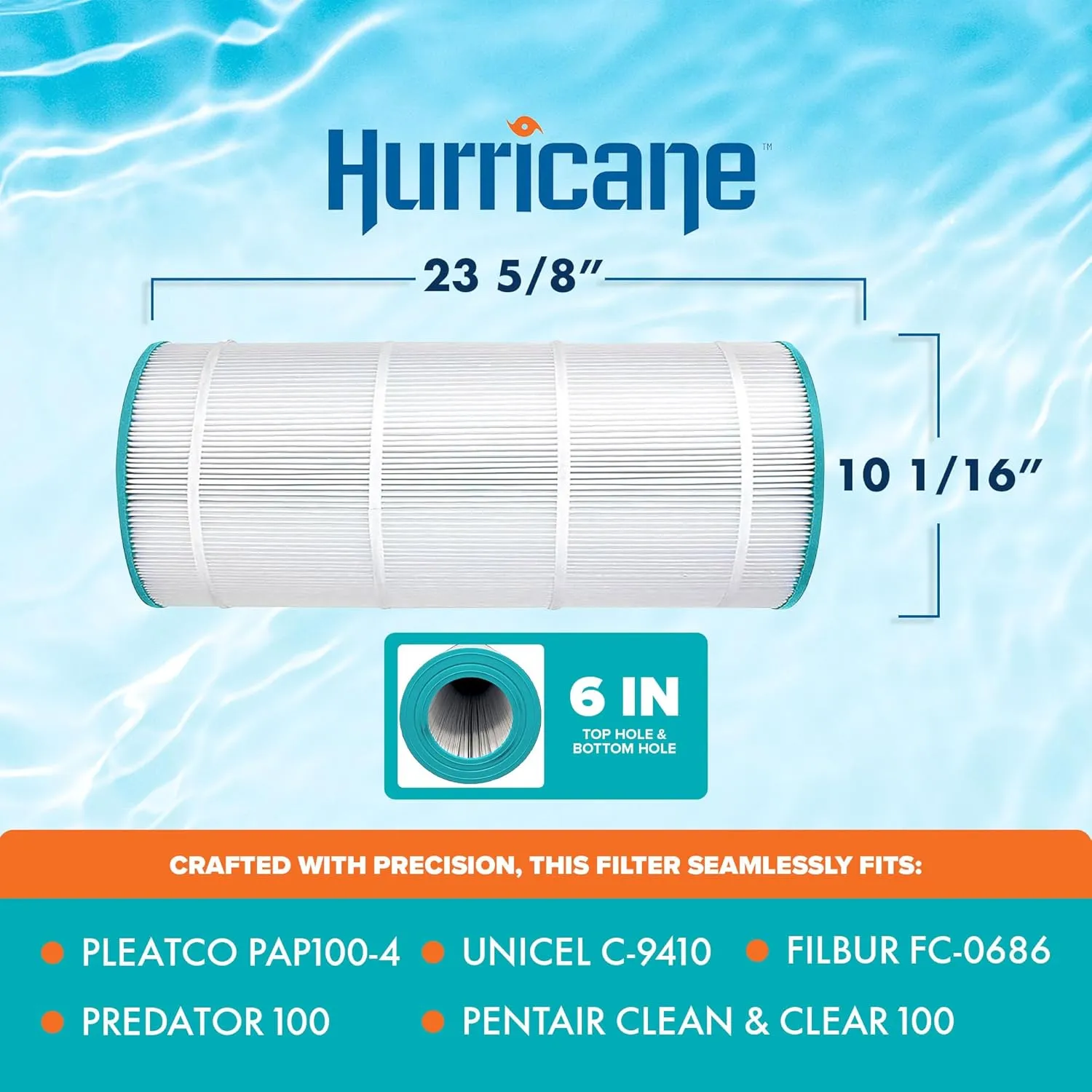 Hurricane Filters HF9410-01 Advanced Pool Filter Cartridge - Replacement for PAP100-4, Unicel C-9410, Filbur FC-0686, Predator 100, Pentair Clean & Clear 100
