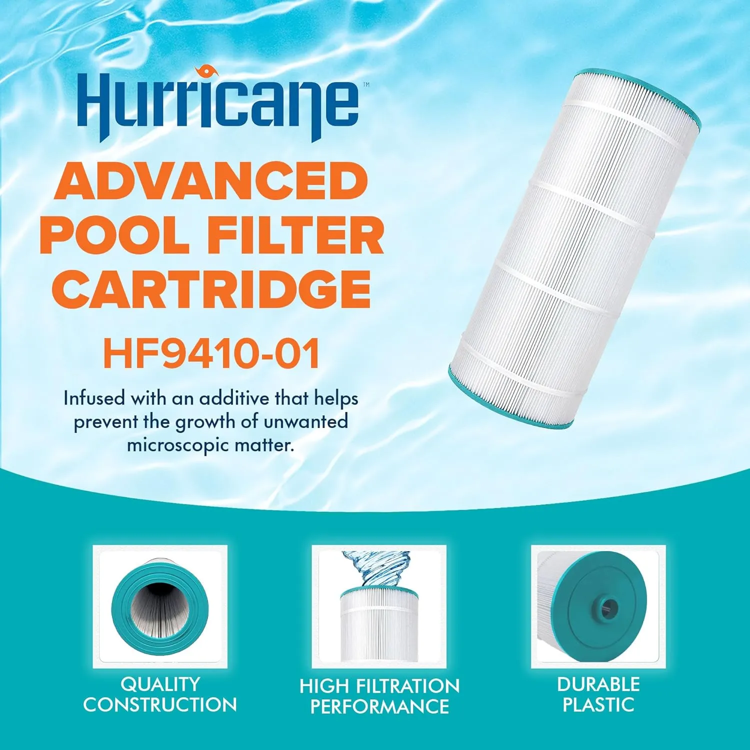 Hurricane Filters HF9410-01 Advanced Pool Filter Cartridge - Replacement for PAP100-4, Unicel C-9410, Filbur FC-0686, Predator 100, Pentair Clean & Clear 100