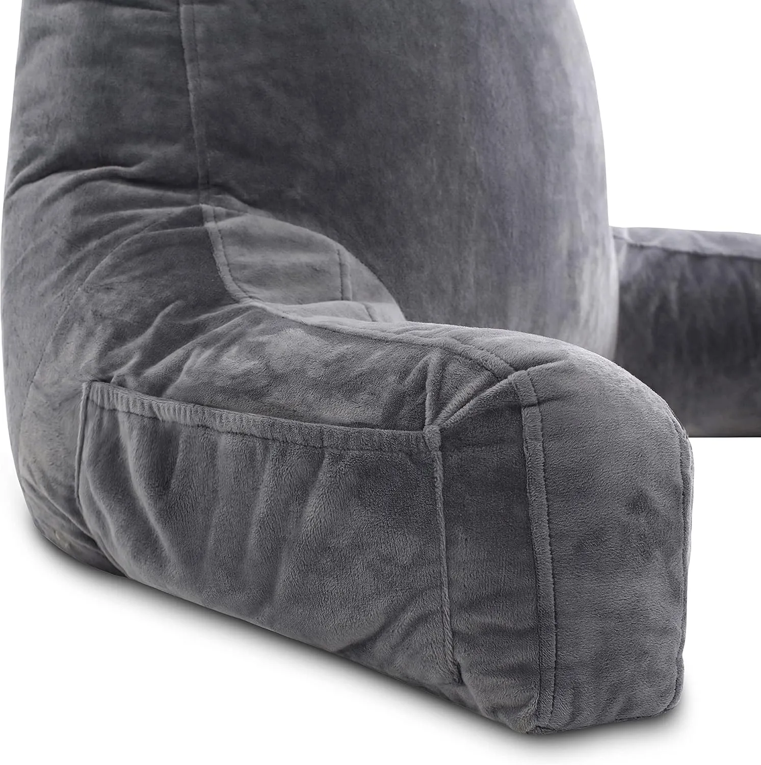 Husband Pillow XXL - Reading Pillow Bed Chair with Arms & Back Support - Dark Grey - Back Pillow for Sitting Up - Bed Rest Arm Pillow - Comfy Reading Pillow for Adults