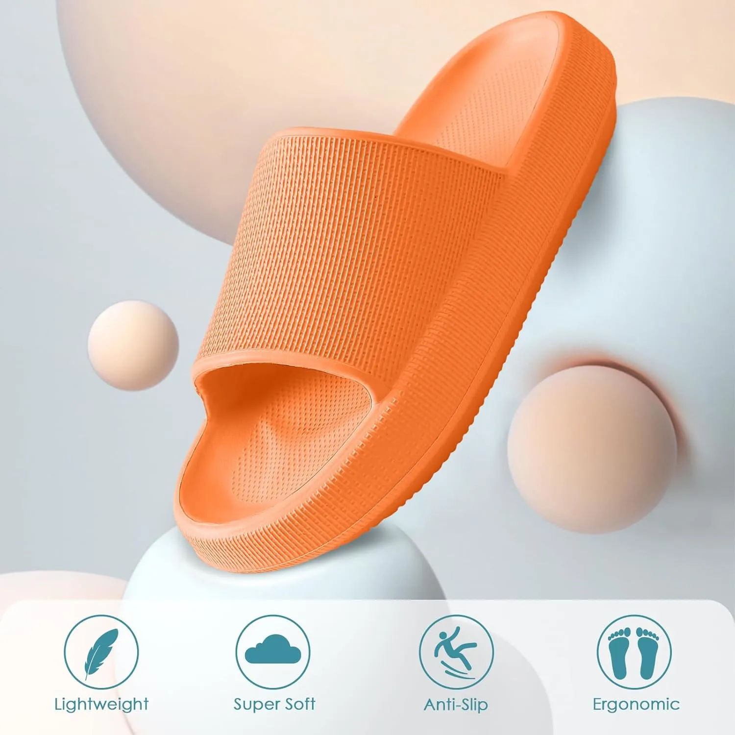 HUXMEYSON Cloud Slippers for Women and Men, Pillow Slippers Super Soft, Thick Sole Slides for Women with Anti-Skid Sole