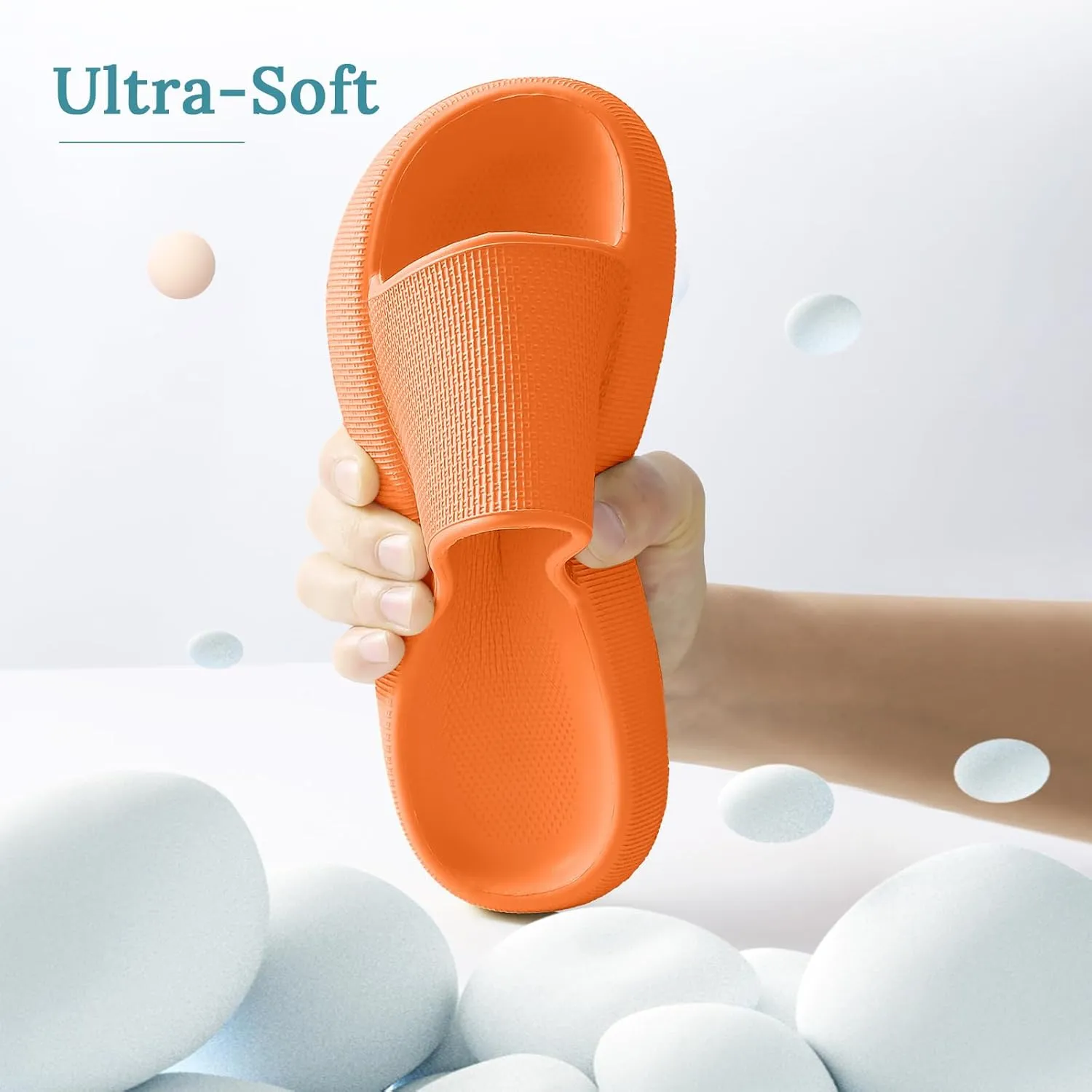 HUXMEYSON Cloud Slippers for Women and Men, Pillow Slippers Super Soft, Thick Sole Slides for Women with Anti-Skid Sole