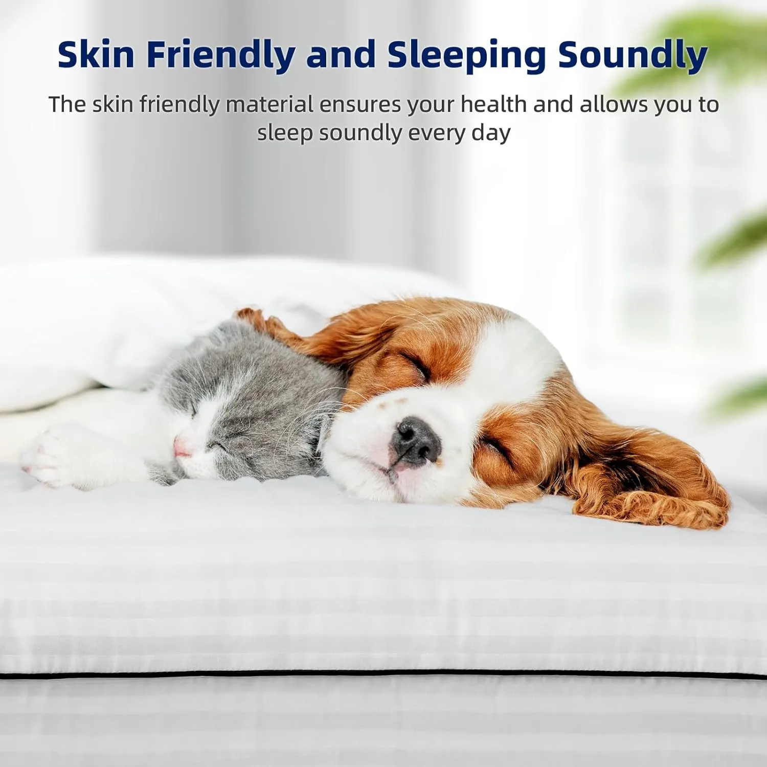 HYLEORY Bed Pillows Queen Size Set of 2 for Sleeping - Luxury Hotel Pillows, Soft & Supportive Down Alternative Microfiber Cooling Pillow for Night Sweats Back/Stomach/Side Sleepers, White