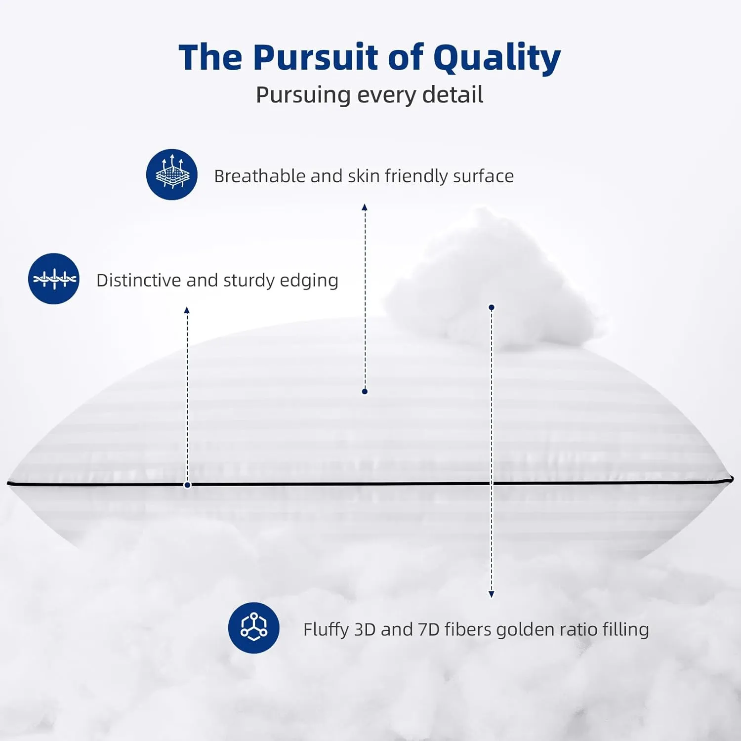 HYLEORY Bed Pillows Queen Size Set of 2 for Sleeping - Luxury Hotel Pillows, Soft & Supportive Down Alternative Microfiber Cooling Pillow for Night Sweats Back/Stomach/Side Sleepers, White