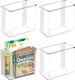 iDesign Adhesive Organizer Bin - Damage-Free Hanging for Kitchen, Bathroom, or Office - Set of 4 - Clear