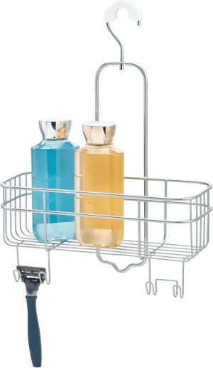 iDesign Euro Metal Hanging Bathroom Shower Caddy with Swivel Hook, Extra Space for Shampoo, Conditioner, Soap, Razors, Loofahs, Towels, 11" x 4.5" x 14.86", Silver