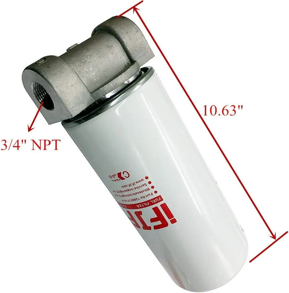 iFJF 1200KTF7018 Fuel Filter Spin-on Particulate Replacement for Transfer Pump FR112 FR1210G FR610G 18 GPM 3/4" with 1200KTG9075 Filter Head and 3/4” ST Elbow and 3/4 x 7” Nipple