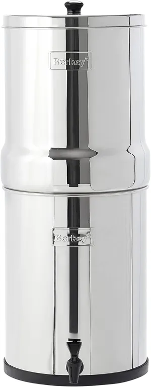 Imperial Berkey Gravity-Fed Stainless Steel Countertop Water Filter System 4.5 Gallon with 2 Authentic Black Berkey Elements BB9-2 Filters