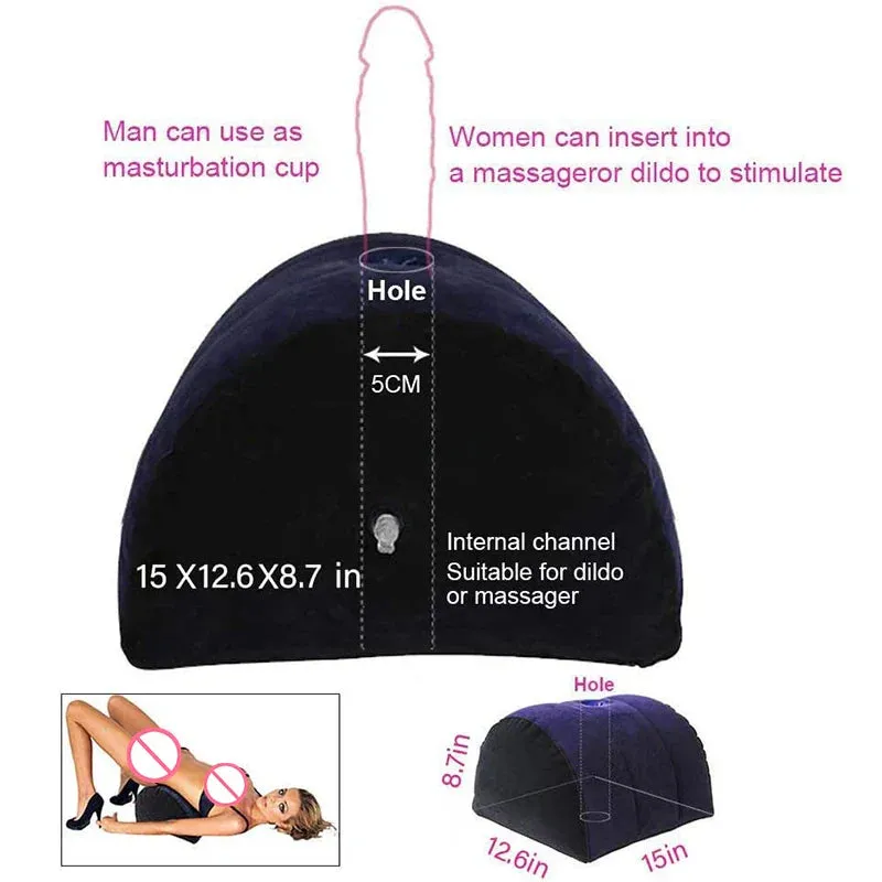 Inflatable Love Pillow Sex Car Travel Bed Cushion Sexy Adult Magic Love Games Toys Multifunctional Fun Pillow For Couples Blue