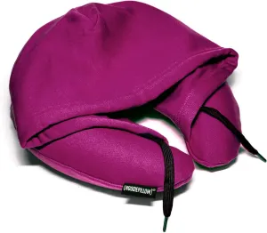 Inflatable Neck Pillow for Airplane Travel, Car, Train or Relaxing at Home. Compact, Comfortable for Your Neck and Includes Privacy Hood - Purple
