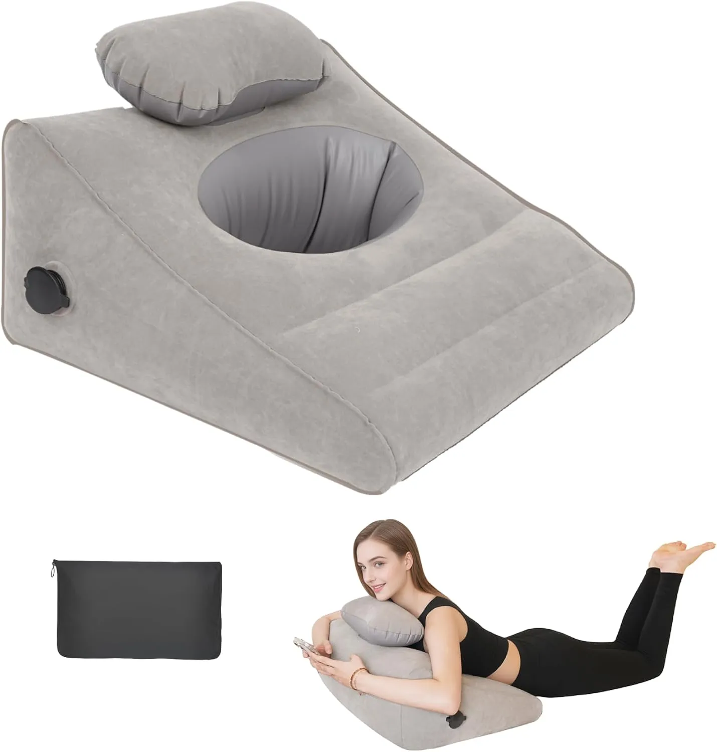 Inflatable Wedge Pillow, Inflatable Leg Elevation Pillow for Swelling, Circulation, Leg & Back Pain Relief, Leg Pillow for After Aurgery, Hip,Foot,Ankle, Injury, Recovery