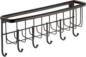 InterDesign Axis Mail Holder and Key Rack – Wall Mounted Letter Organizer and 6 Key Hooks, Bronze