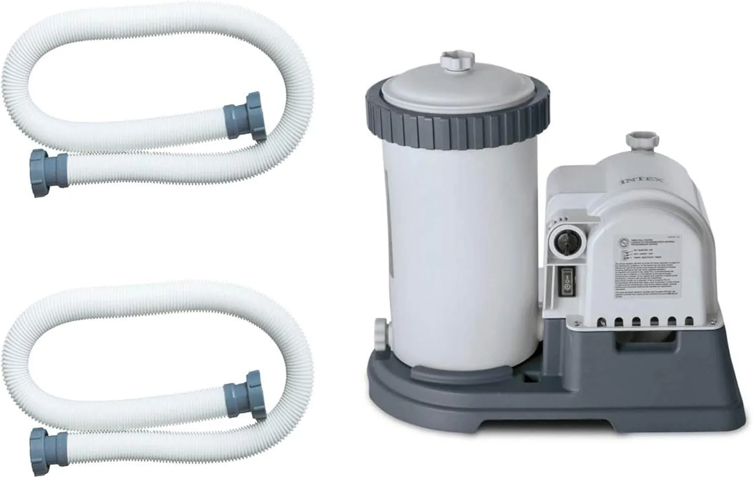 Intex 2500 Gallons Per Hour Above Ground Swimming Pool Cartridge Filter Pump System with a Pair of 59 Inch Long Pool Pump Accessory Hoses, Aqua