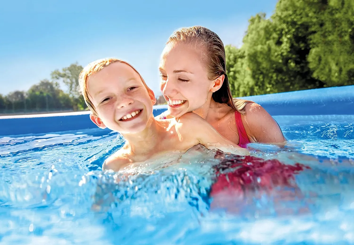 INTEX 26175EH Easy Set Inflatable Swimming Pool Set: 18ft x 48in – Includes 1500 GPH Cartridge Filter Pump – Removable Ladder – Pool Cover – Ground Cloth